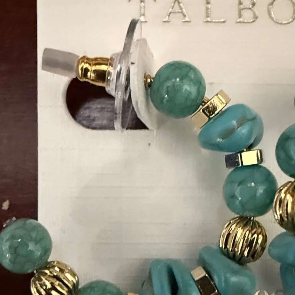 Talbots NWT Turquoise and Gold Women's Earrings - Picture 2 of 4